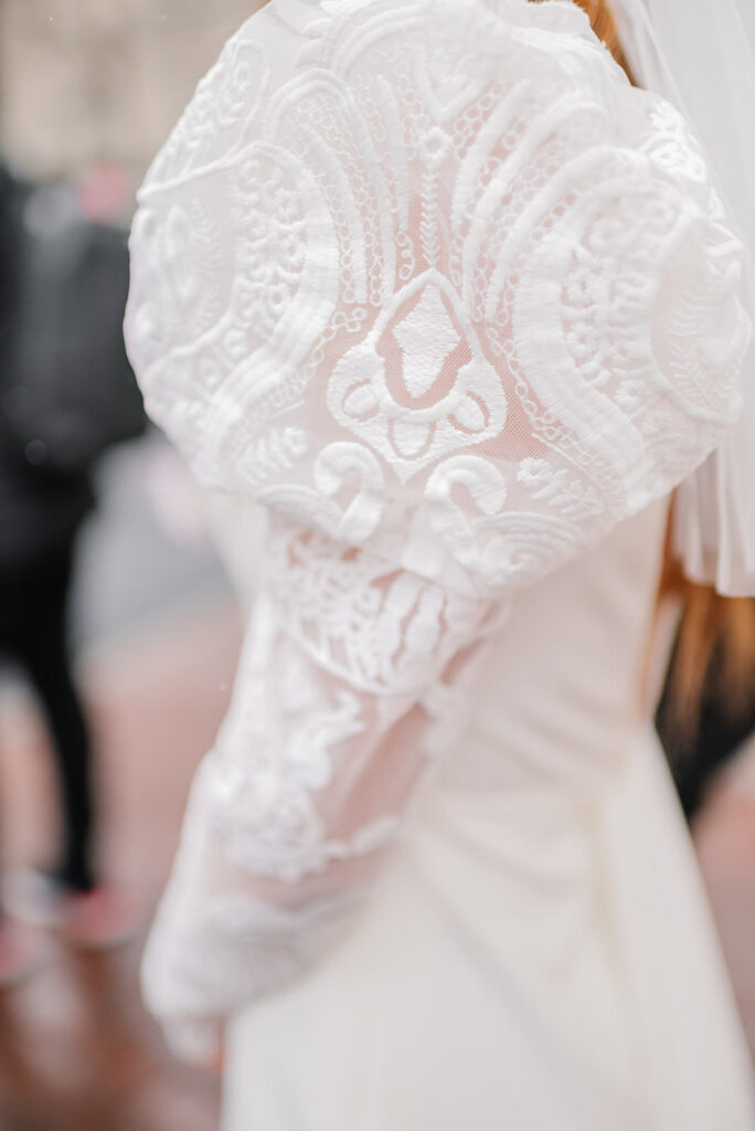 Bride Wedding Dress, Lace puffy sleeve