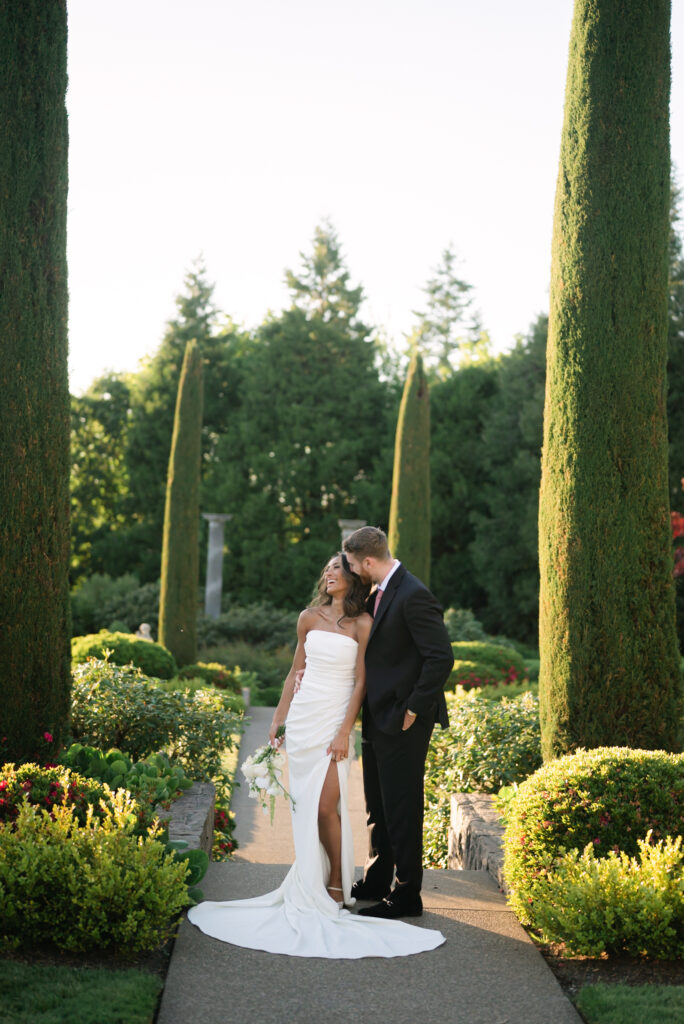 Bride and groom at a Chateau de Michellia wedding in Salem, Oregon