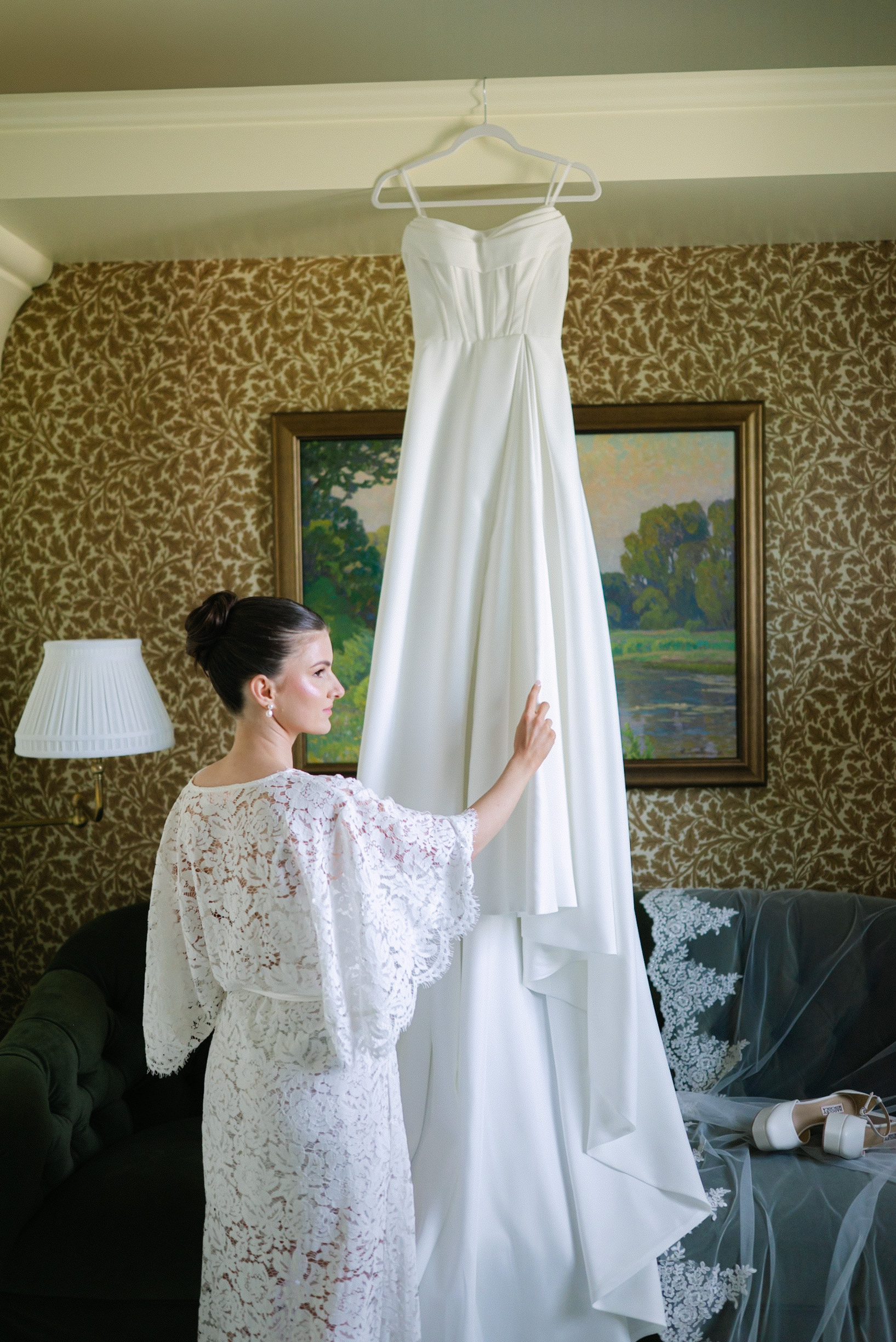Bride getting ready, Mt. Hood Luxury Wedding at The Orchard
