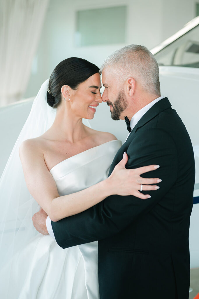 Chic Airport Runway Wedding Editorial Bride and Groom