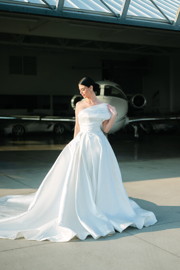 Chic Airport Runway Wedding Editorial Bride