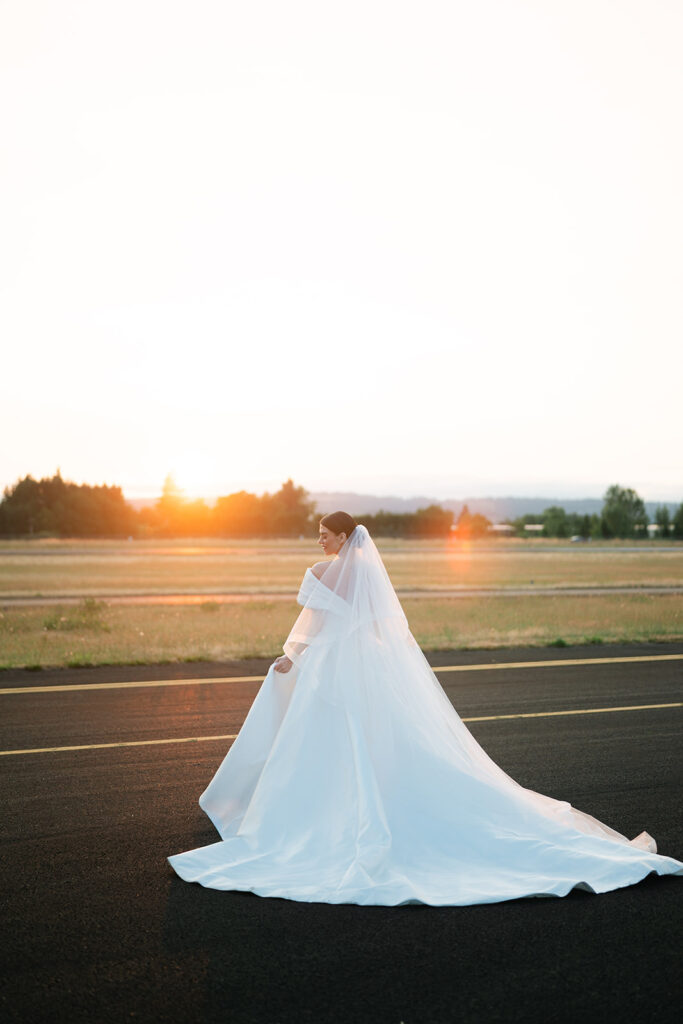 Chic Airport Runway Wedding Editorial Bride