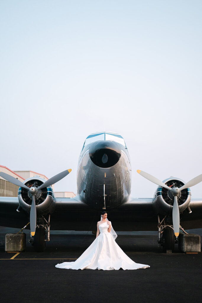 Chic Airport Runway Wedding Editorial Bride